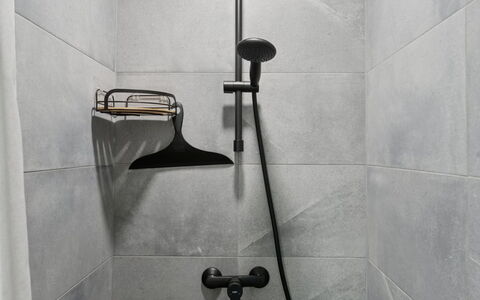 Eweline - 400M from the Sea: Plumbing Fixture, Shower Head, Tile, Bathroom, Shower Bar, Shower Panel, Plumbing, Shower
