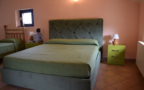 Casa Carletto, Abruzzo: Bed, Furniture, Bedroom, Bedding, Bed Sheet, Wood, Floor, Flooring, Interior Design, Linens