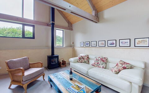 Le Préau: Interior Design, Furniture, Flooring, Couch, Wood, Ceiling, Floor, Room, Living Room, Lighting