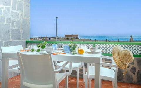 Aquarius 18: Outdoor Furniture, Home, Furniture, Door, Outdoor Table, Chair, Kitchen & Dining Room Table, Shade, Balcony, Porch
