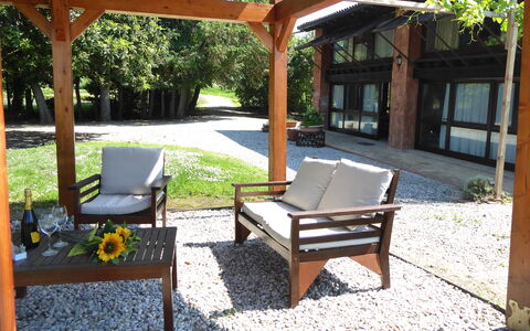 Venice Photobirding, Nature And Culture: Furniture, Wood, Outdoor Furniture, Chair, Hardwood, Shade, Wood Stain, Outdoor Table, Garden, Outdoor Structure
