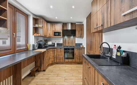 Horalka: Kitchen, Cabinetry, Countertop, Wood, Flooring, Interior Design, Furniture, Cupboard, Drawer, Kitchen Appliance