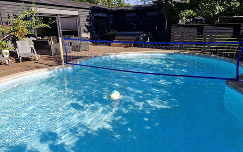 Ejnarine - 1.5Km from the Sea: Blue, Swimming Pool, Composite Material, Shade, Resort, Water Feature, Backyard, Fence, Outdoor Furniture, Hotel