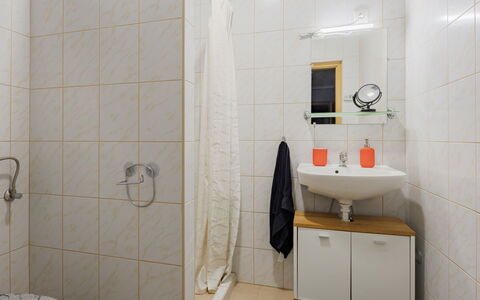 Nest: Bathroom, Plumbing Fixture, Bathroom Sink, Sink, Flooring, Interior Design, Toilet, Floor, Tap, Plumbing
