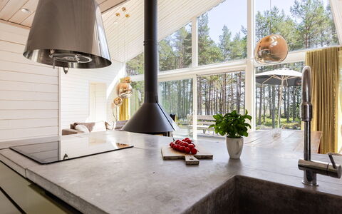 Lagunen Villa 2: Flooring, Wood, Interior Design, Ceiling, Light Fixture, Floor, Lighting, Kitchen, Countertop, Furniture