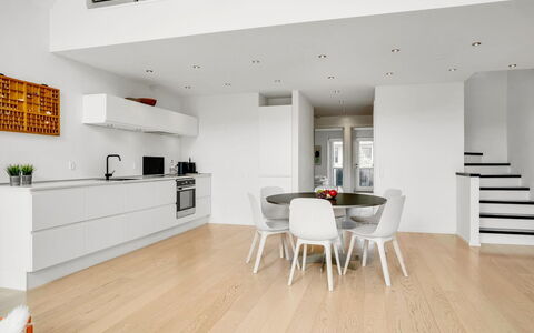 Anelle - 2.5Km from the Sea: Flooring, Interior Design, Furniture, Floor, Wood, Wood Flooring, Ceiling, Light Fixture, Kitchen, Lighting