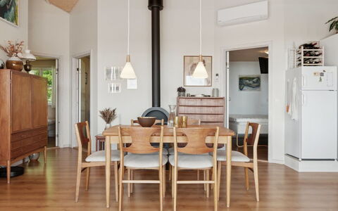 Mariam - 100M from the Sea: Furniture, Interior Design, Flooring, Wood, Floor, Light Fixture, Chair, Wood Flooring, Ceiling, Dining Room