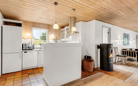 Thiodver - 850M from the Sea: Flooring, Interior Design, Wood, Ceiling, Floor, Furniture, Kitchen, Countertop, Light Fixture, Wood Flooring
