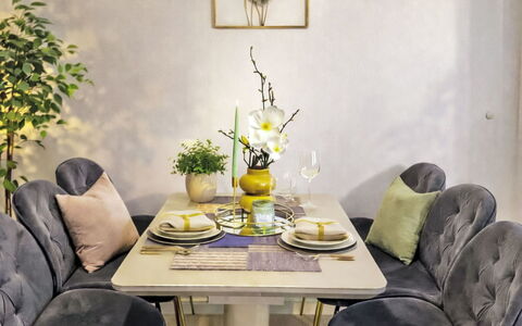 Prague Centre 109: Furniture, Flooring, Interior Design, Natural Material, Chair, Dining Room, Kitchen & Dining Room Table, Houseplant, Hardwood, Wood Stain