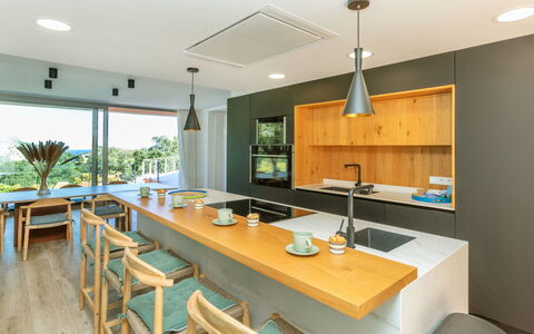 Begur Collection: Furniture, Kitchen, Countertop, Interior Design, Flooring, Wood, Ceiling, Floor, Cabinetry, Light Fixture