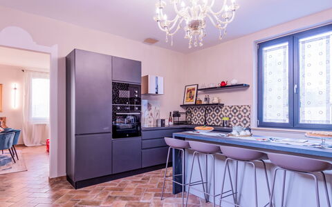 Umbriancevilla: Furniture, Interior Design, Flooring, Kitchen, Floor, Cabinetry, Wood, Countertop, Ceiling, Kitchen Appliance