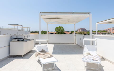 Brezza Costa Conero: Furniture, Outdoor Furniture, Chair, Balcony, Shade, Outdoor Structure, Patio, Pergola, Aluminium, Outdoor Table