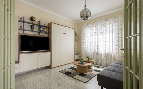 Villa Solaris: Furniture, Interior Design, Flooring, Wall, Floor, Wood, Room, Ceiling, Couch, Living Room