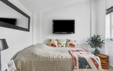 Mads - 1.2Km from the Sea: Furniture, Bed, Interior Design, Bedroom, Wall, Bedding, Bed Sheet, Room, Floor, Flooring