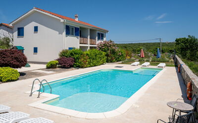 Krk Krk 710: Blue, Swimming Pool, Resort, Estate, Cottage, Farmhouse, Villa, Shade, Outdoor Furniture, Landscaping