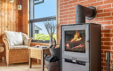 Iiris - 200M from the Sea: Furniture, Chair, Wood Stain, Wood-Burning Stove, Hearth, Living Room, Home Appliance, Hardwood, Houseplant, Flowerpot