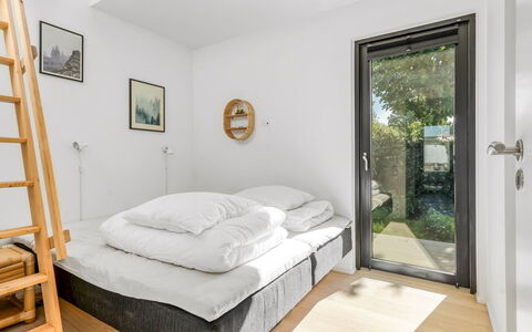 Merve - 250M from the Sea: Bed, Interior Design, Bedroom, Wood, Furniture, Floor, Flooring, Room, Ceiling, Bedding