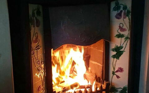 Ingleside Cottage: Hearth, Heat, Fireplace, Hardwood, Design, Living Room, Wood-Burning Stove, Wood Flooring