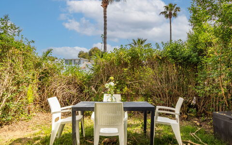 Salou 215: Furniture, Chair, Outdoor Furniture, Shade, Outdoor Table, Eco Hotel, Garden, Landscaping, Yard, Kitchen & Dining Room Table