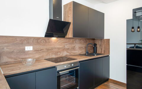 L&L: Countertop, Kitchen, Cabinetry, Kitchen Appliance, Interior Design, Flooring, Wood, Furniture, Major Appliance, Home Appliance
