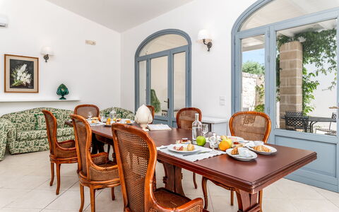 Masseria Lamagrotte By Raro Rooms: Furniture, Interior Design, Table, Dining Room, Kitchen & Dining Room Table, Flooring, Chair, Ceiling, Floor, Room
