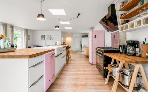 Albina - 650M from the Sea: Kitchen, Interior Design, Furniture, Flooring, Countertop, Wood, Kitchen Appliance, Major Appliance, Floor, Ceiling