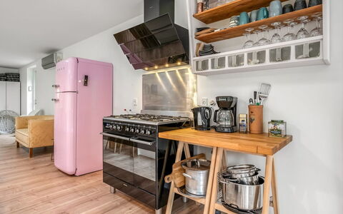 Albina - 650M from the Sea: Kitchen Appliance, Major Appliance, Interior Design, Kitchen, Wood, Flooring, Furniture, Home Appliance, Floor, Lighting