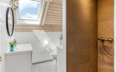 Frodde - 200M from the Sea: Flooring, Wood, Floor, Interior Design, Plumbing Fixture, Ceiling, Bathroom, Plumbing, Room, Tap