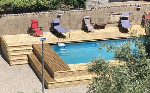 Villa Ginevra: Swimming Pool, Wood, Outdoor Furniture, Composite Material, Sunlounger, Leisure, Shade, Garden, Resort, Wood Stain