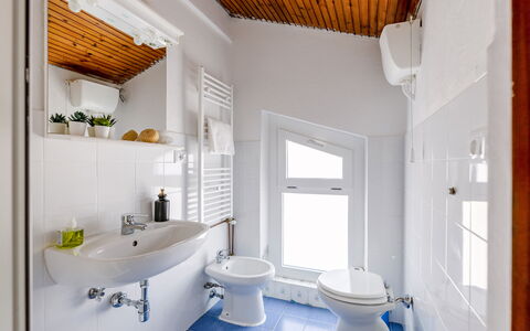 Sopraloreto Apartment: Plumbing Fixture, Flooring, Floor, Interior Design, Bathroom, Sink, Toilet, Room, Tap, Toilet Seat