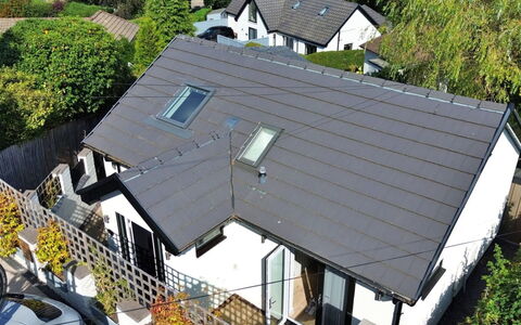 Torino Lodge: Roof, Siding, Tile, Daylighting, Chimney