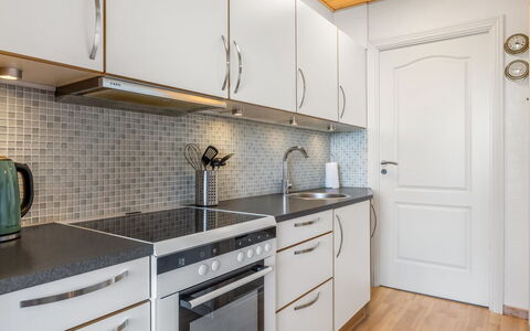 Kjera - 2.4Km from the Sea: Kitchen, Countertop, Kitchen Appliance, Cabinetry, Major Appliance, Flooring, Wood, Interior Design, Sink, Plumbing Fixture