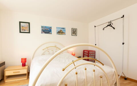 Les Jardins: Bed, Furniture, Bedroom, Interior Design, Wall, Wood, Floor, Flooring, Bedding, Bed Sheet