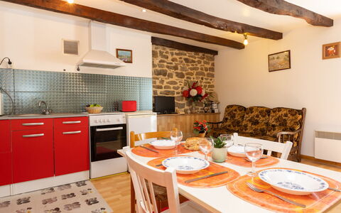 Les Jardins: Furniture, Interior Design, Flooring, Floor, Room, Chair, Ceiling, Kitchen, Kitchen & Dining Room Table, Countertop
