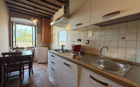Appartamento Del Mercato: Countertop, Flooring, Kitchen, Plumbing Fixture, Kitchen Sink, Room, Apartment, Tap, Ceiling, Cabinetry