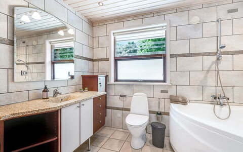 Lillebror - 12Km from the Sea: Plumbing Fixture, Bathroom, Flooring, Interior Design, Floor, Sink, Bathroom Cabinet, Ceiling, Toilet, Plumbing