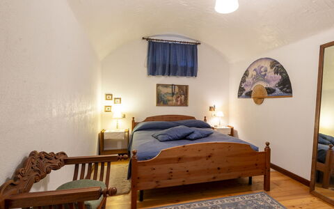 Moncucco Mountain Home: Furniture, Bed, Interior Design, Bedroom, Wall, Floor, Flooring, Bed Sheet, Ceiling, Bedding