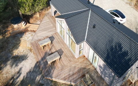Aarthi - 575M from the Sea: Cottage, Backyard, Yard, Garden Buildings, Shed, Siding, Outdoor Furniture, Log Cabin, Outdoor Structure, Shack