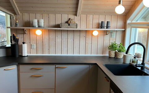 Mieka - 500M from the Sea: Wood, Flooring, Interior Design, Kitchen, Countertop, Light Fixture, Lighting, Floor, Cabinetry, Kitchen Appliance