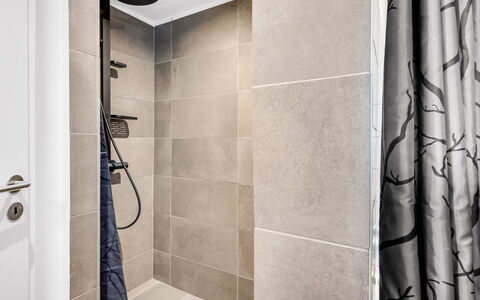 Lutz - 340M from the Sea: Flooring, Floor, Interior Design, Bathroom, Plumbing Fixture, Tile, Room, Shower, Shower Head