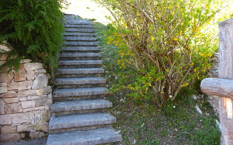 Baita Costa Di Gial: Stairs, Green, Rock, Groundcover, Stone Wall, Garden, Flagstone, Landscaping, Walkway, Cobblestone