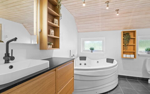 Erle - 830M from the Sea: Flooring, Interior Design, Plumbing Fixture, Wood, Sink, Floor, Tap, Bathroom Cabinet, Ceiling, Bathroom