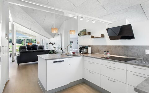 Eisa - 75M from the Sea: Kitchen, Interior Design, Flooring, Ceiling, Countertop, Light Fixture, Floor, Furniture, Major Appliance, Kitchen Appliance