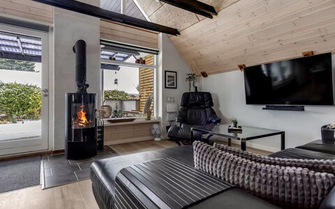 Milutin - 650M from the Sea: Furniture, Wood, Interior Design, Flooring, Living Room, Couch, Home, Lighting, Floor, Ceiling