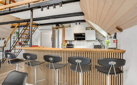 Milutin - 650M from the Sea: Furniture, Wood, Flooring, Interior Design, Ceiling, Floor, Chair, Bar Stool, Kitchen, Room