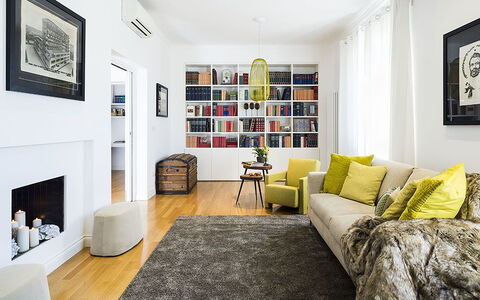 Penthouse: Furniture, Interior Design, Floor, Flooring, Couch, Wall, Living Room, Wood Flooring, Room, Home