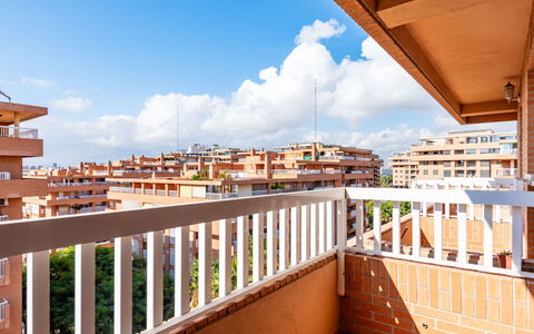 Playa Patacona: Apartment, Residential Area, Architecture, Balcony, Home, Condominium, Shade, Daylighting, Wood Stain