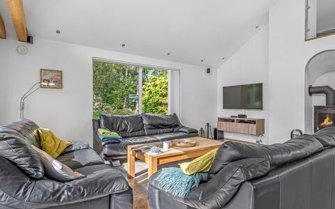 Talitha - 40M from the Sea: Furniture, Wood, Interior Design, Couch, Flooring, Living Room, Ceiling, Floor, Room, Home