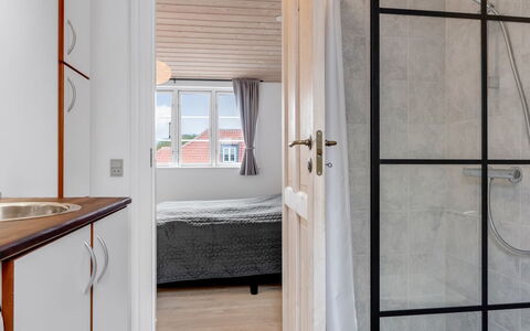Edel - 250M from the Sea: Wood, Flooring, Floor, Interior Design, Bedroom, Ceiling, Room, Bed, Apartment, Wood Stain