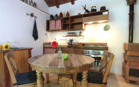 Chalet Fagarè, Pool, Sauna, Prosecco Hills: Furniture, Interior Design, Flooring, Wood, Floor, Kitchen, Cabinetry, Room, Lighting, Table
